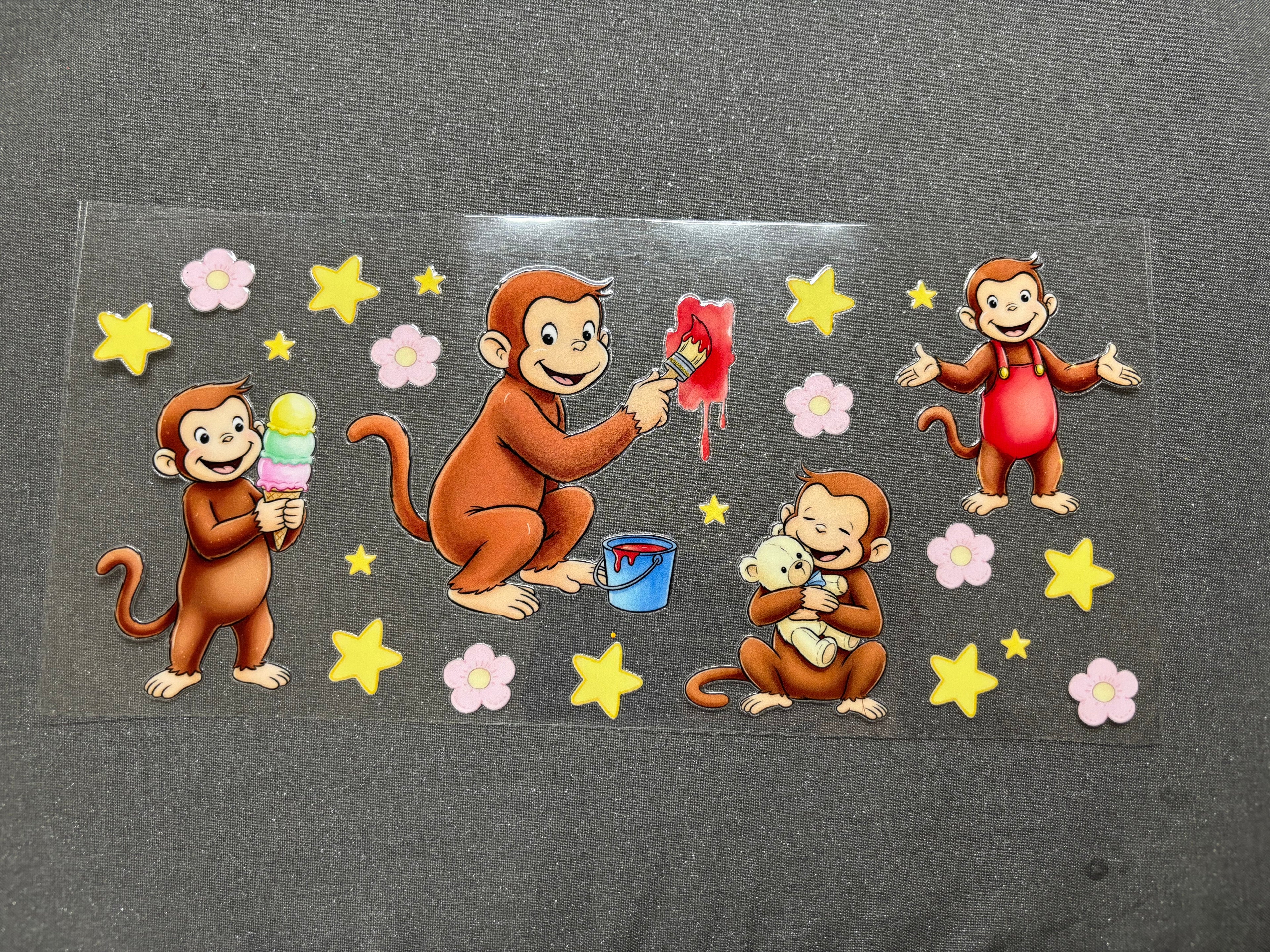 Curious George stars and flowers